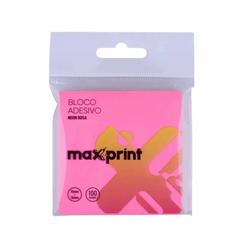 Bloco Adesivo 76x76mm Rosa Neon Maxprint