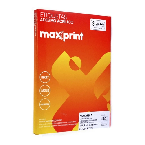 Etiqueta Adesiva Maxprint Carta 6182 101,6 X 33,9mm com 100 Folhas