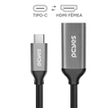 Cabo Usb Tipo-c para Hdmi Fêmea 2.0 4k/60hz - Preto - 15cm - Pucf-15