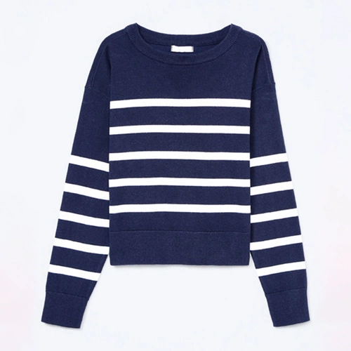 Blusa em Tricot Listrado Marinho Hering - Feminina