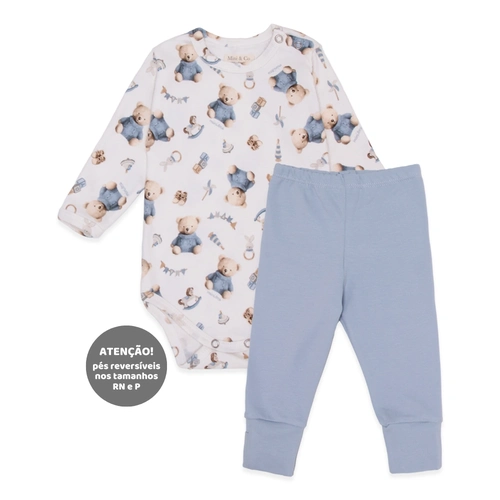 Conjunto Body Manga Longa Estampado e Mijão Liso Suedine Masculino – Brinquedos Masculinos