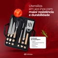Kit Churrasco 7 Peças Aço Inox e Estojo Resistente com Facas Garfo Espátula Amolador Grillrelax