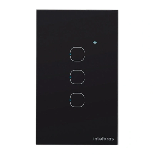 Interruptor Smart Touch Intelbras Ews1003 Wi-fi Com 3 Teclas Preto