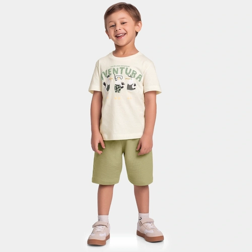 Conjunto Camiseta Manga Curta e Bermuda Prontos Para Uma Grande Aventura Fakini Masculino