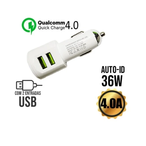 Carregador Veicular C/ 2 Usb 4.0a 36w - Xc-v11usb