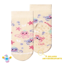 Meia Bebê Estampada com Antiderrapante Leke - Feminina