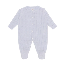Macacão Manga Longa Trançado Tricot Azul Bebê Masculino - Mini & Co