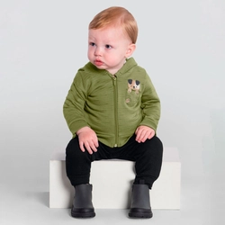 Conjunto Moletom Bebê Jaqueta e Calça Cachorrinho Verde Brandili - Masculino