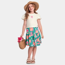 Conjunto Blusa e Saia Fakini Feminino