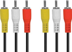 Cabo 3 Rca x 3 Rca para Áudio e Vídeo 1.5 Metros - (pacote C/ 10)