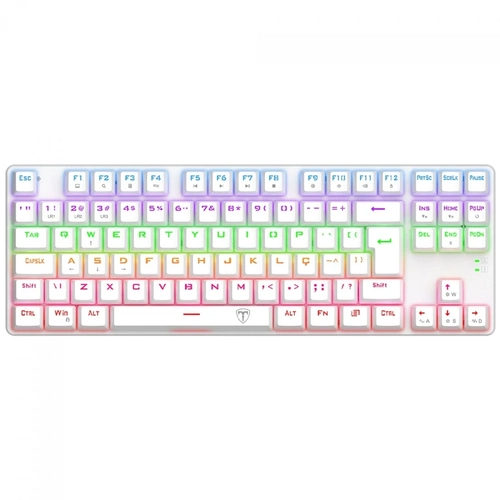 Teclado Mecanico Gamer T-dagger Bora Branco Rainbow Switch Brown - T-tgk313w