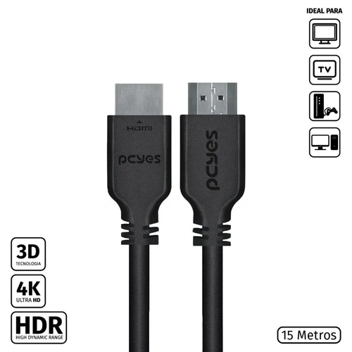 Cabo Pcyes Hdmi 2.0 4k 30awg Puro Cobre 15 Metros - Phm20-15