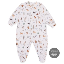 Macacão Manga Longa Estampado com Ziper Suedine Masculino – Cachorrinho no Parque