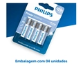 Pilha Philips AAA, Alcalina, LR03P4B/59 1.5V, - Embalagem com 4 Unidades