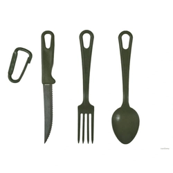 Conjunto Talher Plástico Lâmina Metal (Verde)