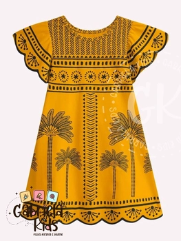 Vestido Coqueiros Mostarda e Preto