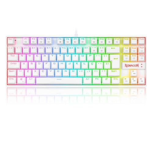 Teclado Mecanico Redragon Kumara Pro Lunar White RGB Switch Vermelho - K552W-RGB-PRO PT-RED