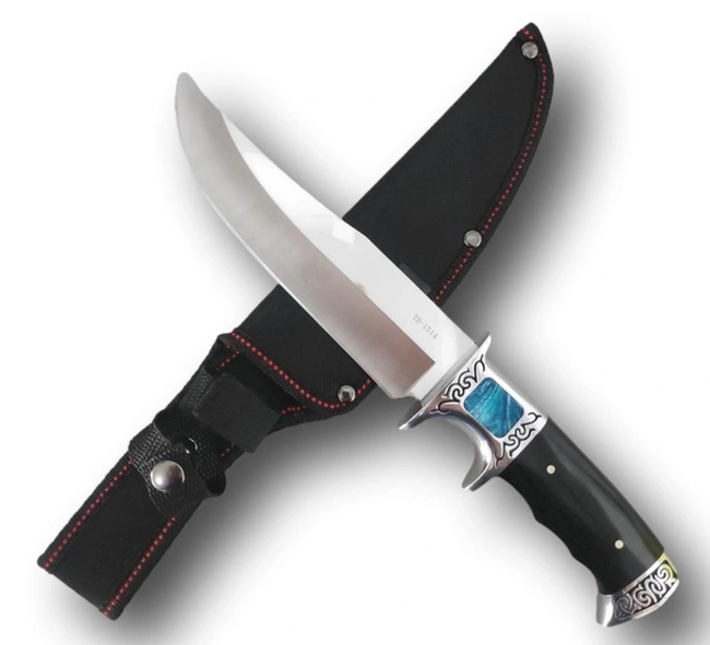 Faca De Luxo Detalhe Azul no Cabo Inox (G61)