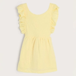 Vestido Manga Babado Hering Amarelo - Feminino