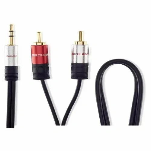Cabo de Áudio Estéreo P2 3,5mm, 2 Plugs  RCA, Multilaser Preto