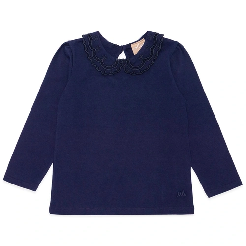 Blusinha Manga Longa com Gola Bordada Vazada Milon - Feminina