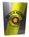 Prancheta Alumínio Operacional- Fundo Prata e Verde c/Logo da PMESP