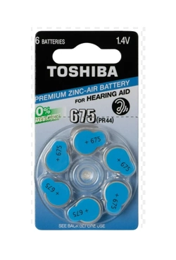 Bateria Auditiva 675 - Toshiba 1,4V. cartela com 6 unidades.