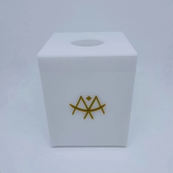 Lixeira de mesa acrílico Branco - Logo alto relevo inicial ou desenho