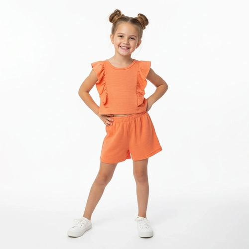 Conjunto Blusa E Shorts Em Viscose Trabalhada Kely e Kety Feminino