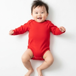 Body Manga Longa Liso Taita 100% Algodão - Vermelho