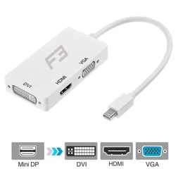 Adaptador Mini Displayport para HDMI/DVI/VGA F3 - JC-MDP3IN1 558