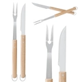 Kit Churrasco Garfo e Faca Cabo Madeira Longo Inox Alta Qualidade Grillrelax