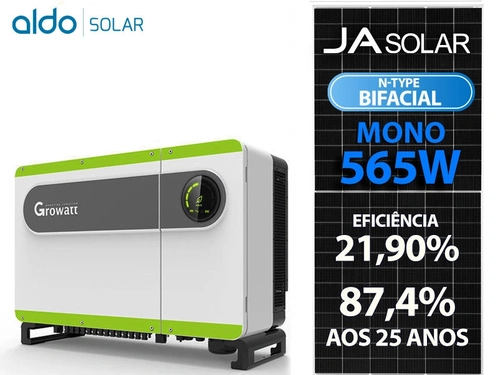 Gerador De Energia Solar Growatt Sem Estrutura Growatt Gf 158,2kwp Ja Deep Blue 565w Bifacial N-type Max 75kw 8mppt Trif 220v