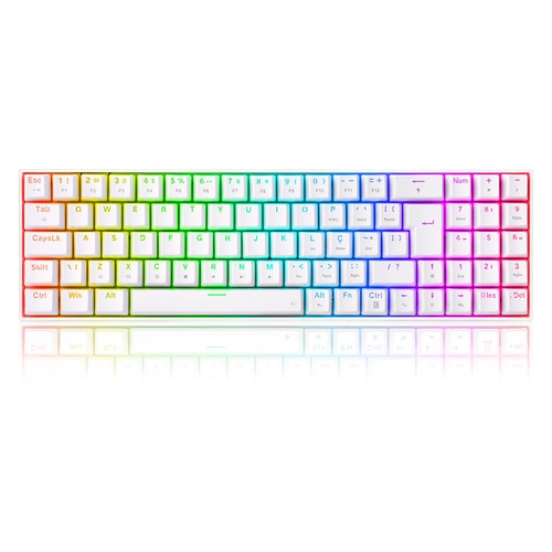 Teclado Mecanico Redragon Zed Pro Lunar White RGB Switch Marrom - K627P-WNS-W PT-BROWN