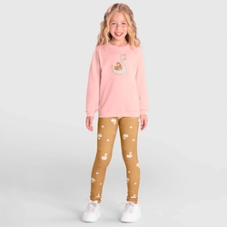 Conjunto Blusão Moletom e Calça Legging Cisne Rosa Brandili - Feminino