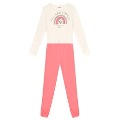 Conjunto Moletom Blusão e Calça Arco Íris Little Girl Rosa Brandili - Feminino