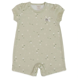 Macacão Manga Curta Estampado Suedine Feminino - Little Sweet