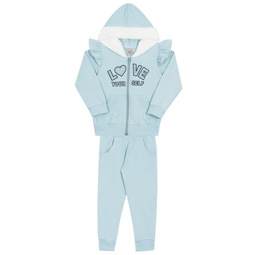 Conjunto Moletom com Jaqueta Love Yourself Azul Randa Mundu - Feminino