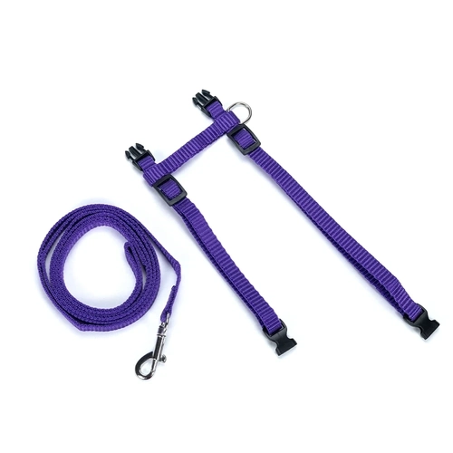 Kit Guia e Peitoral Ajustável para Gatos Roxo