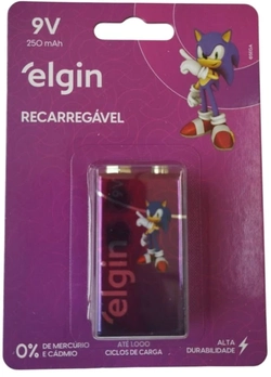 Baterias Recarregável 9V Elgin 250mah com 1 unidades.