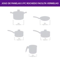 Jogo De Panelas Rochedo Facilita Vermelho 5 Peças - Cxm / 2