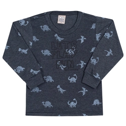 Camiseta Manga Longa Lets Play Fun Marinho Randa Mundu - Masculina