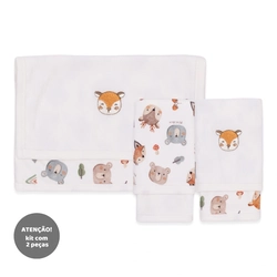 Kit de 2 Toalhas de Boca Suedine com Forro Atoalhado Unissex – Amigos da Floresta