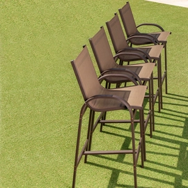 Banquetas em tela sling  Alumínio Epóxi (Kit com 4) Caribe