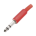 Plug P10 Stereo Metal Com Corpo Plastico Vermelho