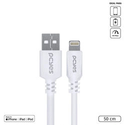 Cabo USB-A 2.0 x Lightning Iphone Com Certificado MFI Pcyes 50cm Branco - PUALB-05