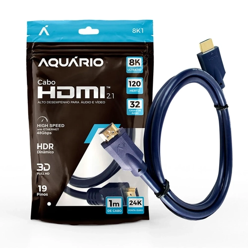 CABO HDMI 2.1 8K 1M 3D AQUARIO - 8K1