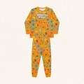 Conjunto Pijama Manga Longa Malha Monster Squad Laranja Fakini - Masculino