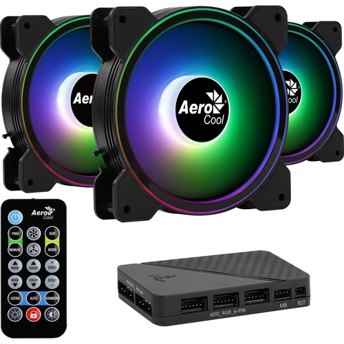 Kit 3 Coolers Saturn 12 PRO ARGB + Hub + Controle Aerocool - 73853