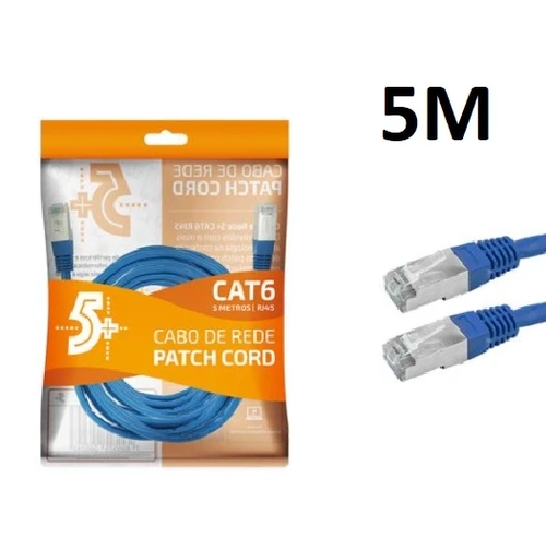 Cabo De Rede Patch Cord Cat6 Blindado 5m Azul